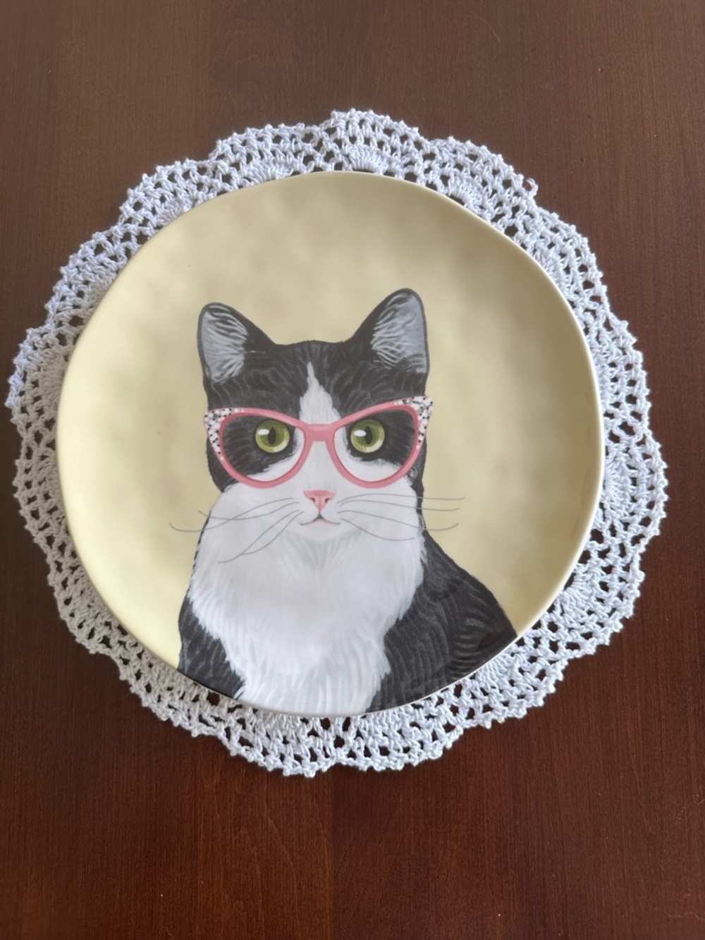 Pier 1 Imports Party Cats Collection Cat In Glasses Salad Plate NWOT